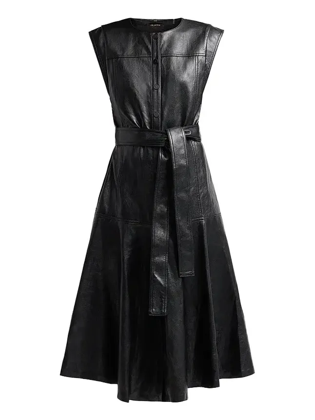 Women's Brenda Faux-Leather Tie-Waist Midi Dress Women's Brenda Faux-Leather Tie-Waist Midi Dress