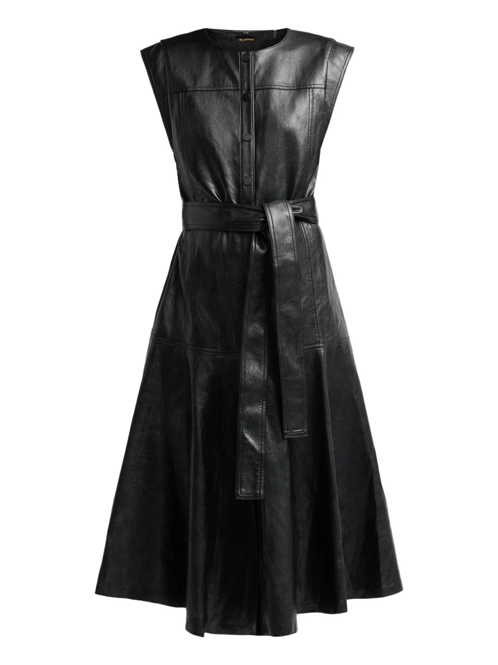 Women's Brenda Faux-Leather Tie-Waist Midi Dress