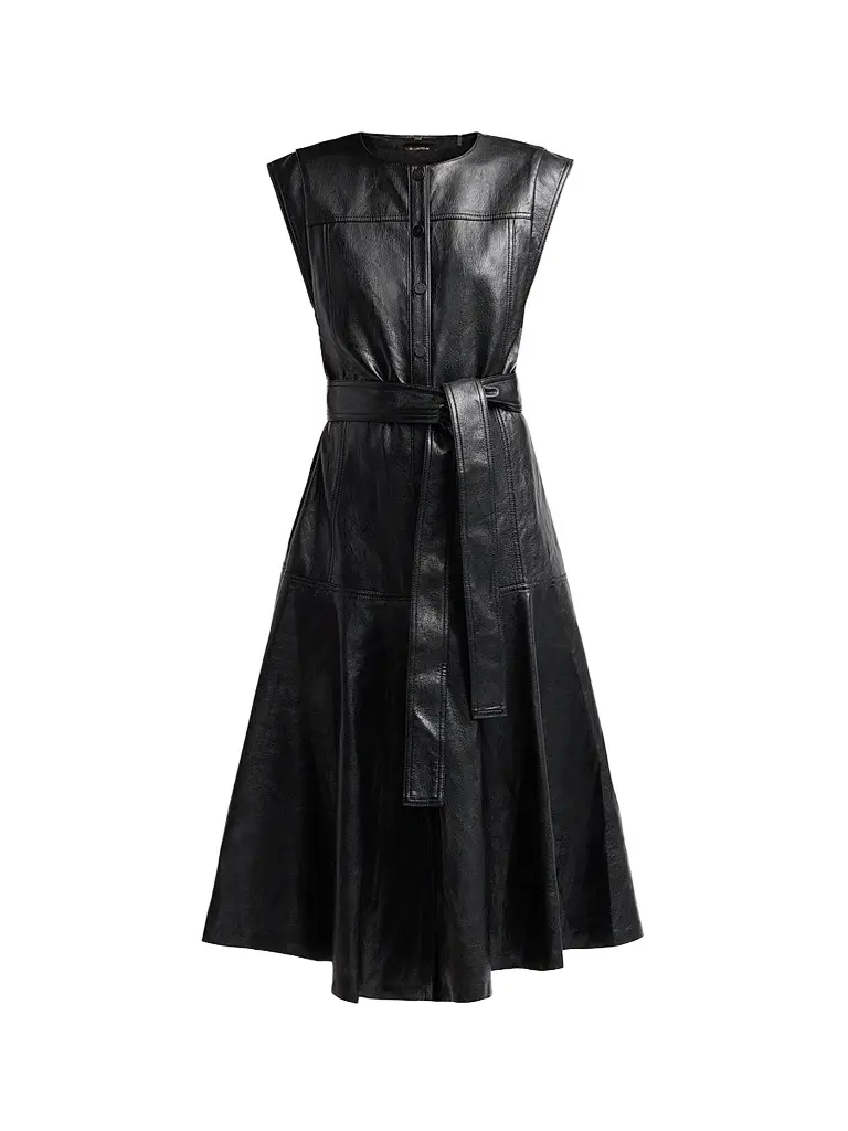 Kobi Halperin Women's Brenda Faux-Leather Tie-Waist Midi Dress