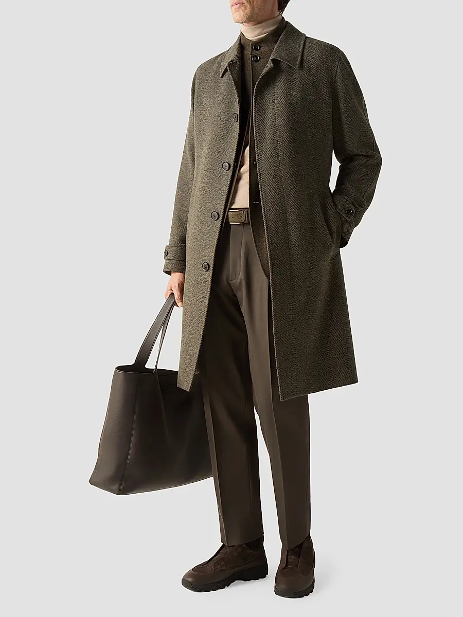 Zegna Men's Cotton and Wool Pants - Dark Olive Green | Thumbnail 6 Zegna Men's Cotton and Wool Pants - Dark Olive Green | Thumbnail 6