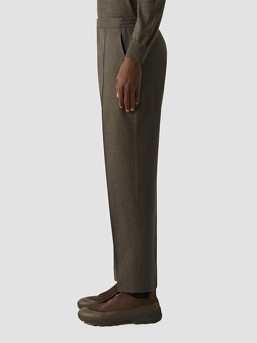 Zegna Men's Wool, Silk and Cashmere Pants - Dark Olive Green | Thumbnail 3 Zegna Men's Wool, Silk and Cashmere Pants - Dark Olive Green | Thumbnail 3