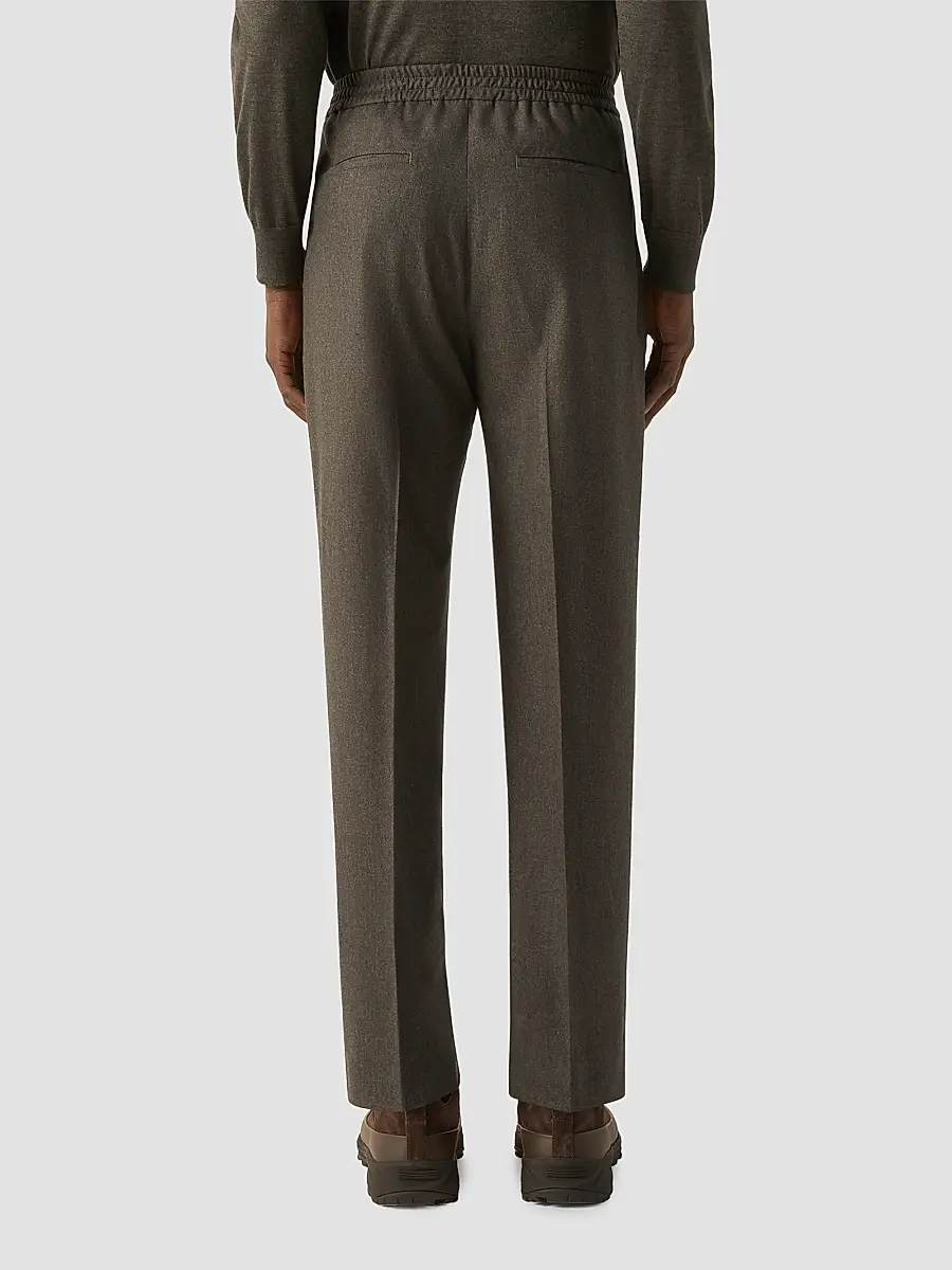Zegna Men's Wool, Silk and Cashmere Pants - Dark Olive Green | Thumbnail 4 Zegna Men's Wool, Silk and Cashmere Pants - Dark Olive Green | Thumbnail 4