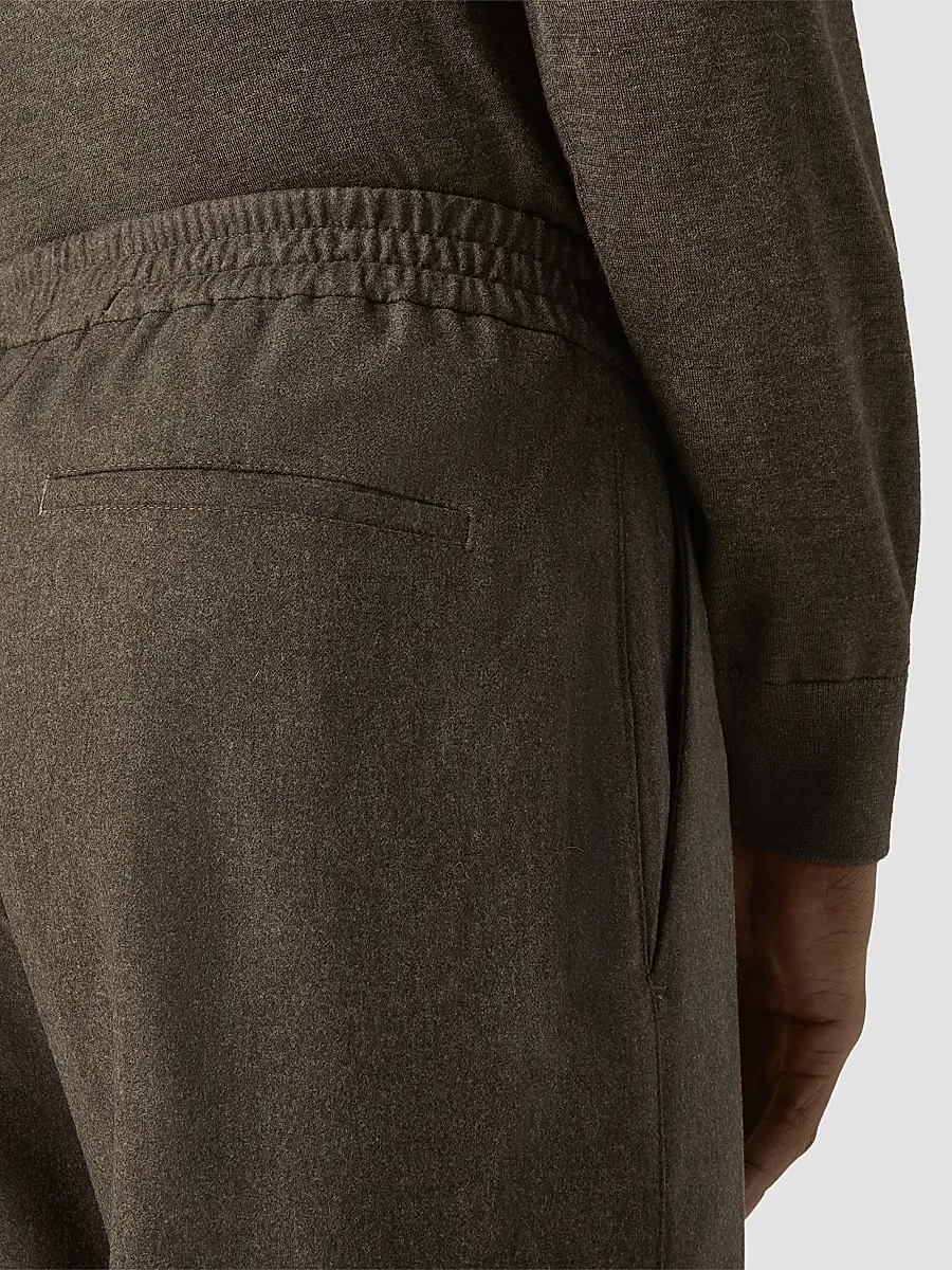 Zegna Men's Wool, Silk and Cashmere Pants - Dark Olive Green | Thumbnail 5 Zegna Men's Wool, Silk and Cashmere Pants - Dark Olive Green | Thumbnail 5