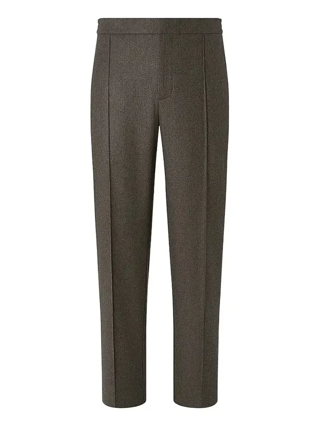 Men's Wool, Silk and Cashmere Pants - Dark Olive Green