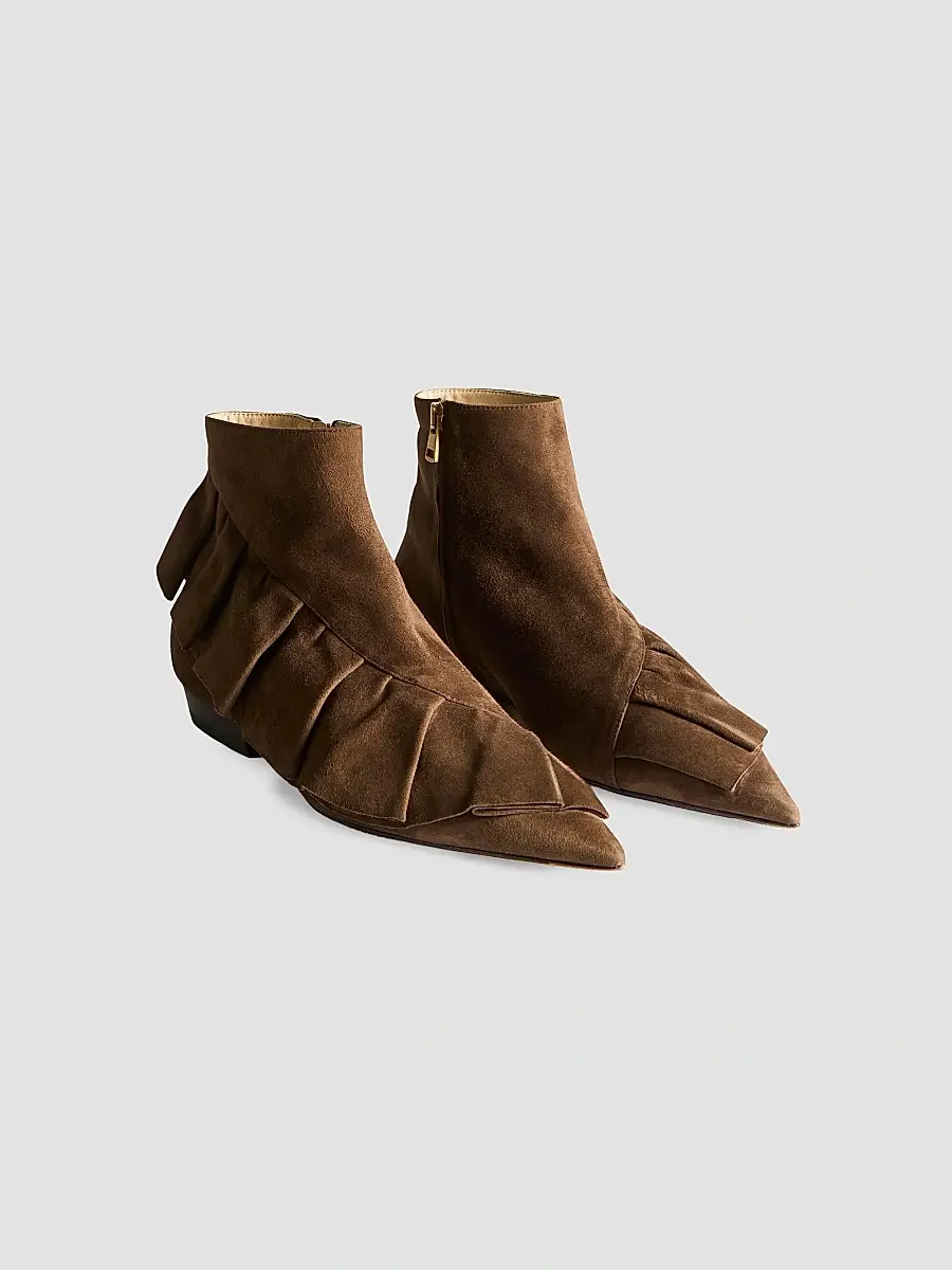 JW Anderson Women's 25MM Ruffled Suede Ankle Boots | Thumbnail 2 JW Anderson Women's 25MM Ruffled Suede Ankle Boots | Thumbnail 2
