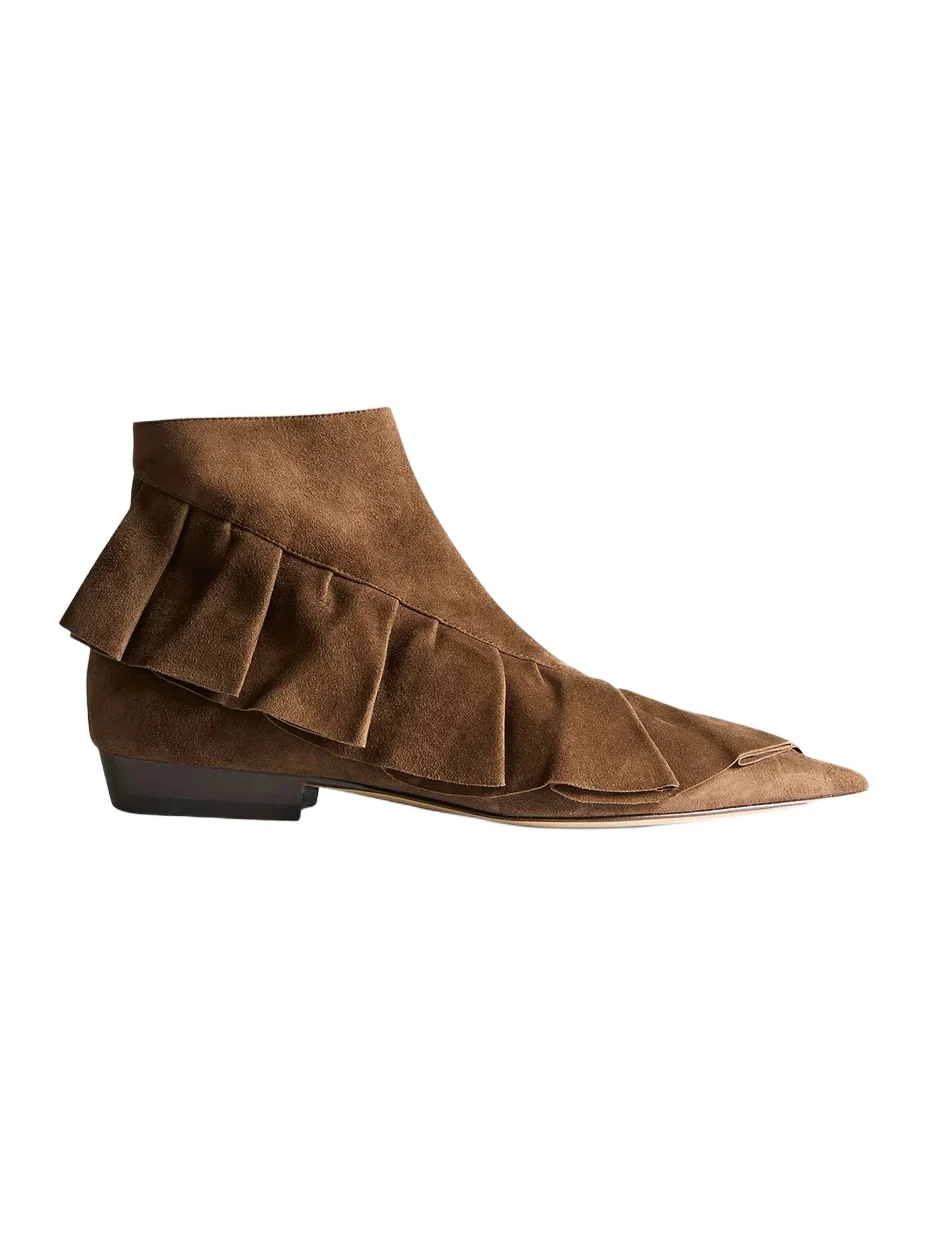 Women's 25MM Ruffled Suede Ankle Boots Women's 25MM Ruffled Suede Ankle Boots