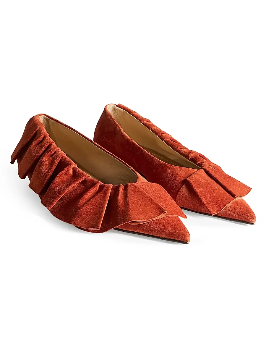 JW Anderson Women's 25MM Ruffled Suede Ballerina Flats | Thumbnail 2
