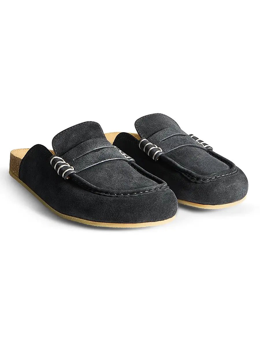 JW Anderson Women's Stitch Suede Penny Loafer Mules | Thumbnail 2