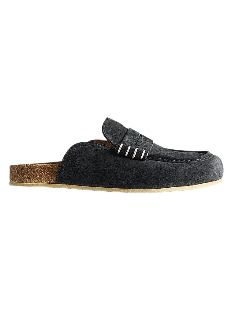 Women's Stitch Suede Penny Loafer Mules Women's Stitch Suede Penny Loafer Mules