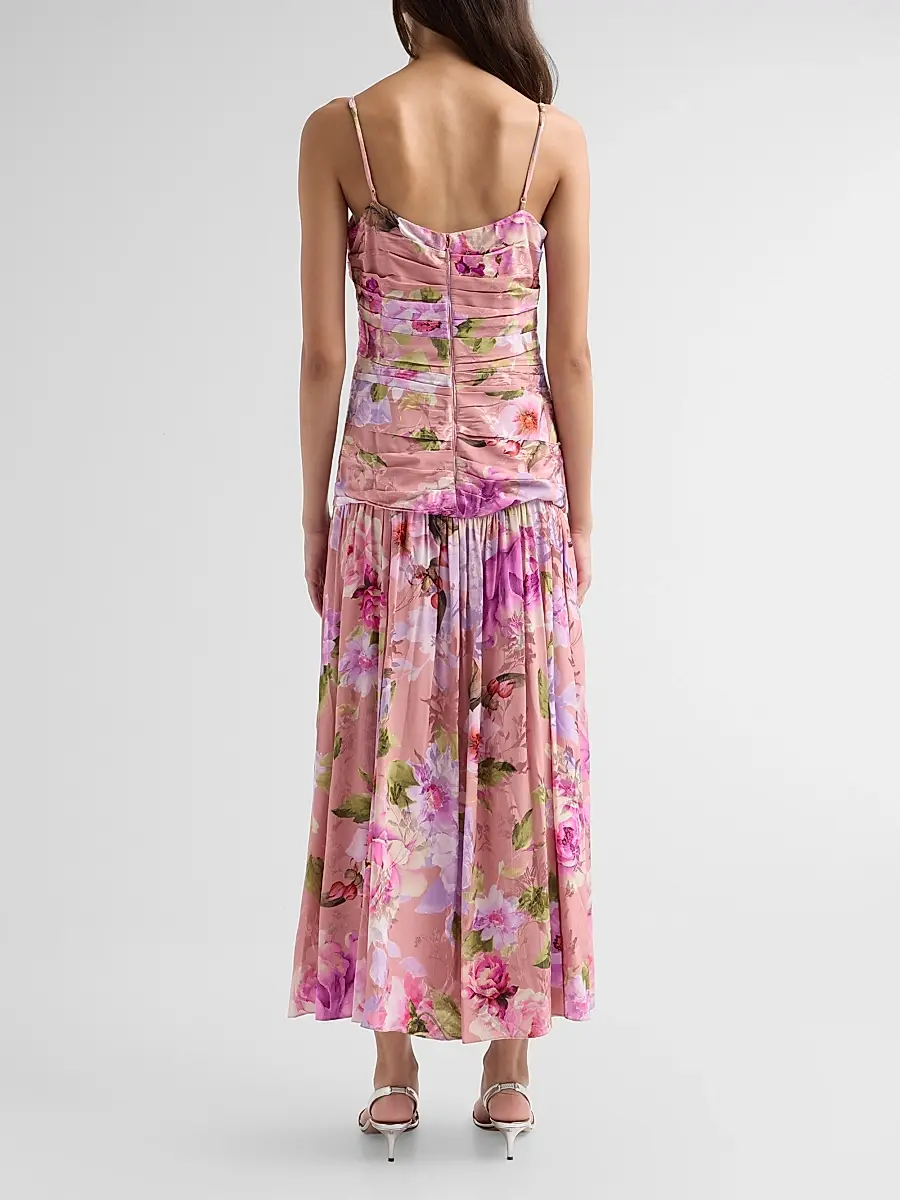 Hemant & Nandita Women's Floral Ruched Drop-Waist Maxi Dress | Thumbnail 3 Hemant & Nandita Women's Floral Ruched Drop-Waist Maxi Dress | Thumbnail 3