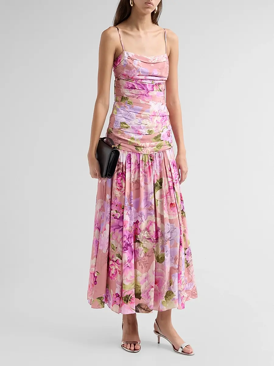 Hemant & Nandita Women's Floral Ruched Drop-Waist Maxi Dress | Thumbnail 4 Hemant & Nandita Women's Floral Ruched Drop-Waist Maxi Dress | Thumbnail 4