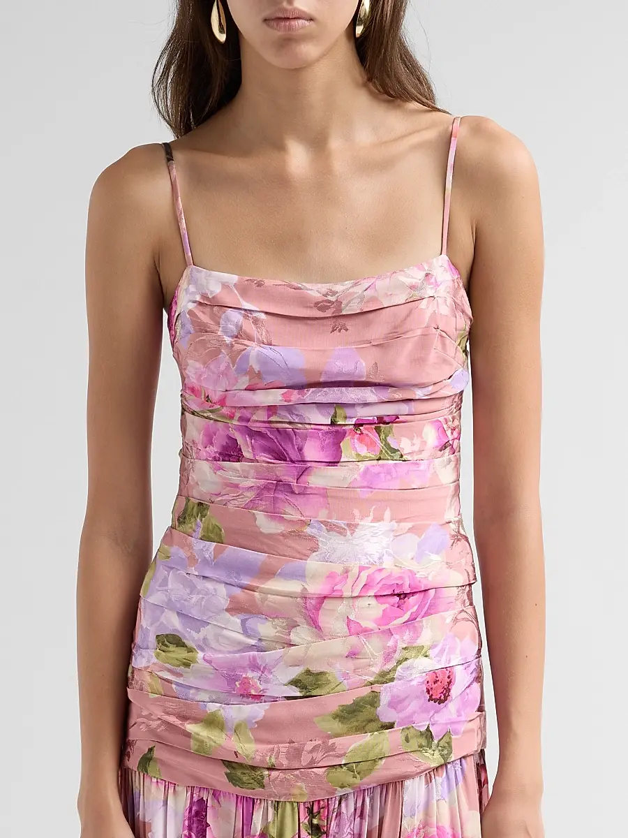 Hemant & Nandita Women's Floral Ruched Drop-Waist Maxi Dress | Thumbnail 5 Hemant & Nandita Women's Floral Ruched Drop-Waist Maxi Dress | Thumbnail 5