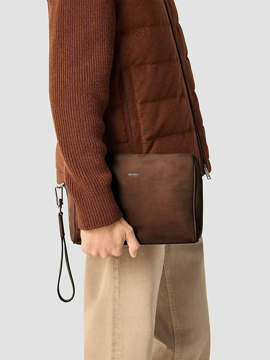 Zegna Men's Secondskin Leather Pouch | Thumbnail 2 Zegna Men's Secondskin Leather Pouch | Thumbnail 2