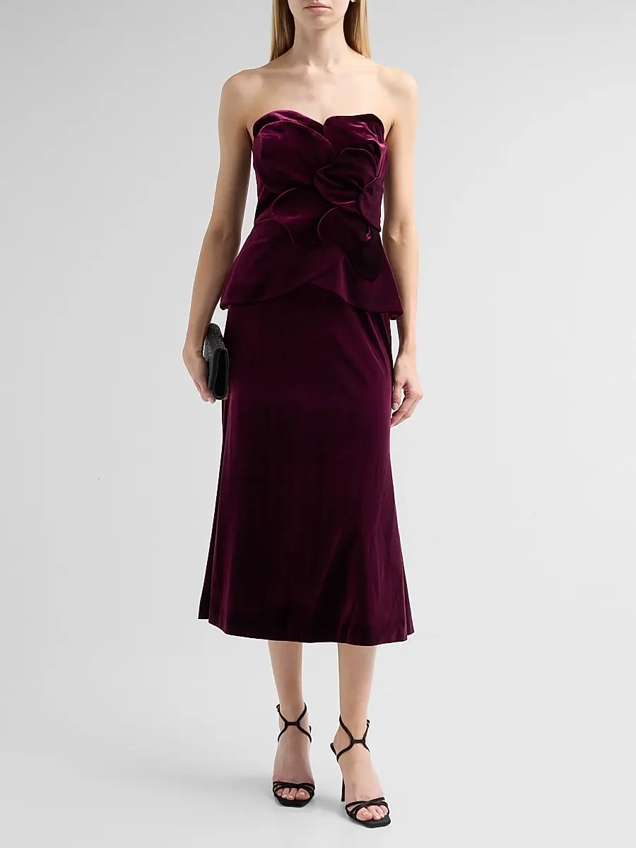 THEIA Women's Kelsey Sculpted Velvet Midi Dress | Thumbnail 2 THEIA Women's Kelsey Sculpted Velvet Midi Dress | Thumbnail 2