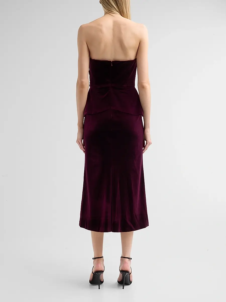 THEIA Women's Kelsey Sculpted Velvet Midi Dress | Thumbnail 3 THEIA Women's Kelsey Sculpted Velvet Midi Dress | Thumbnail 3