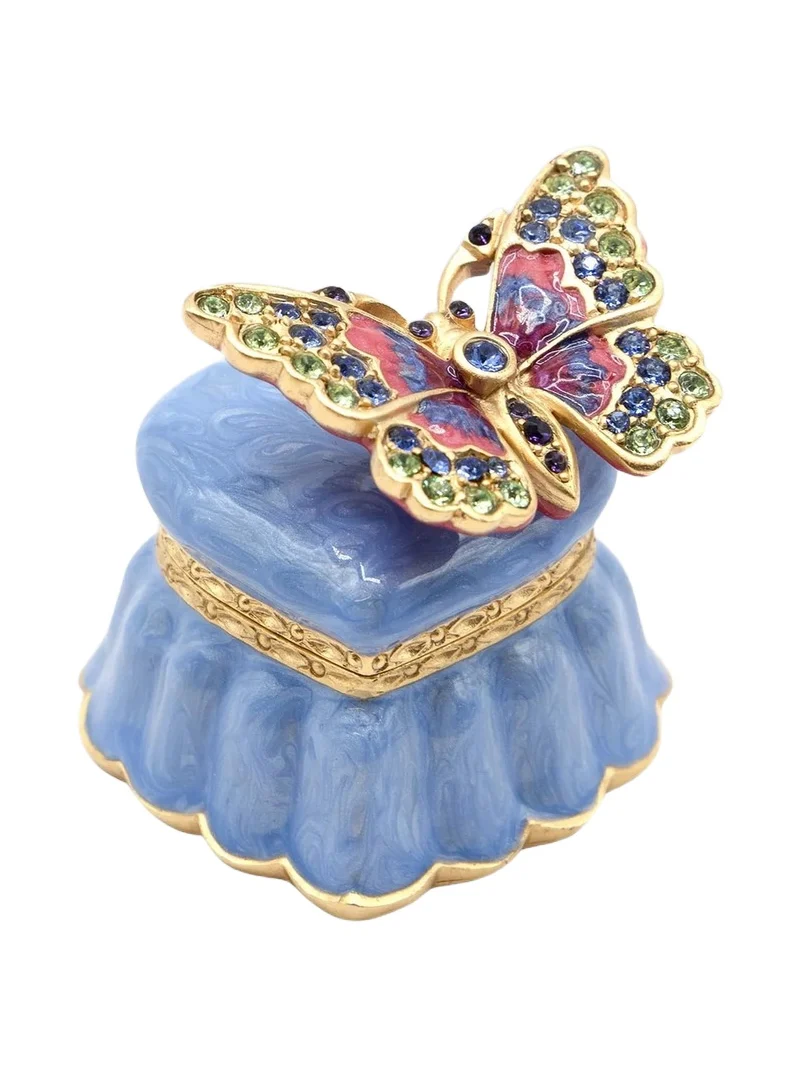 Jay Strongwater Emma Mini Butterfly & Heart Box - Blue