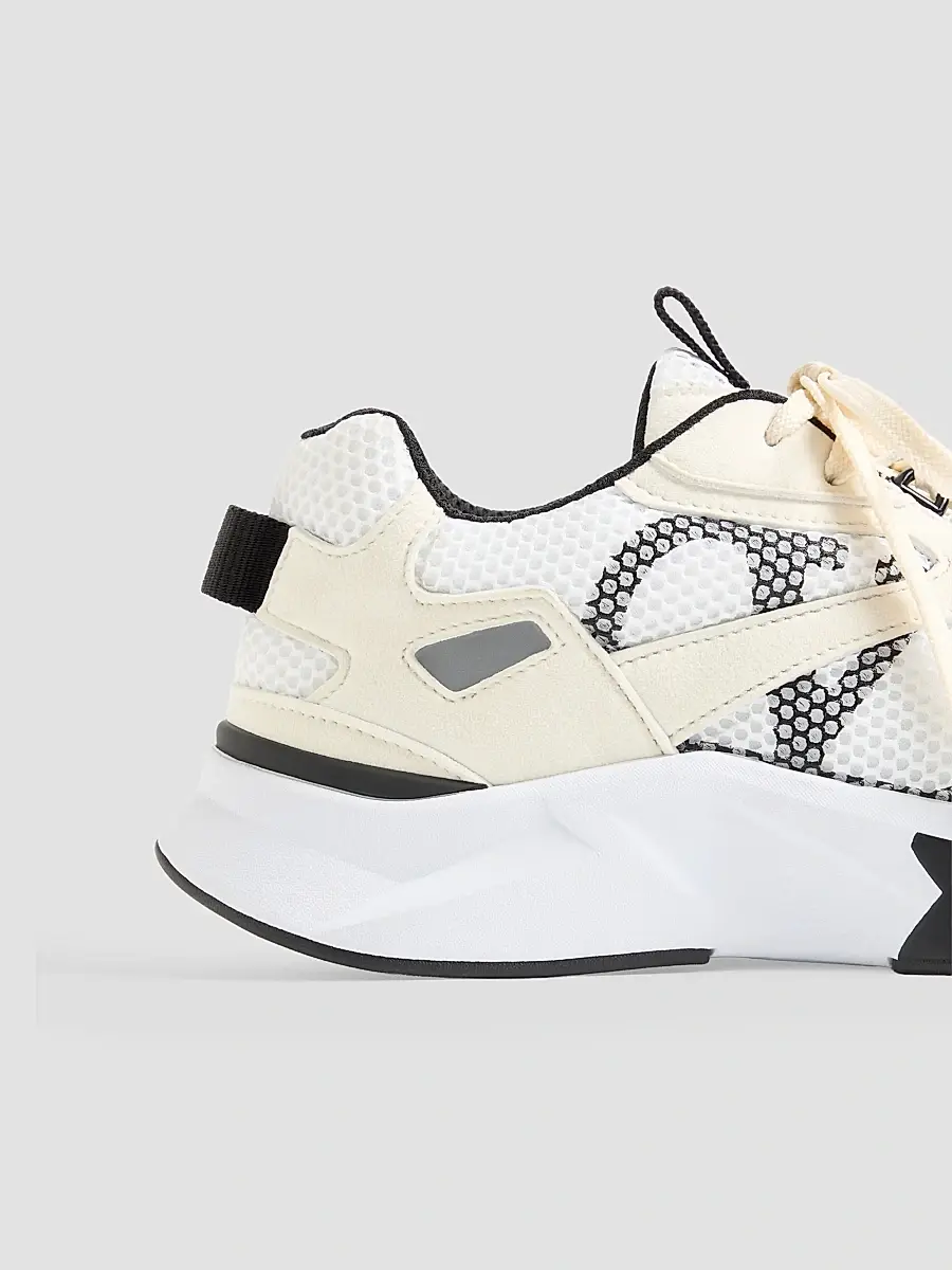 Valentino Men's Demivee Sneakers in Mesh Fabric with Suede Inserts - White Beige Grey | Thumbnail 7
