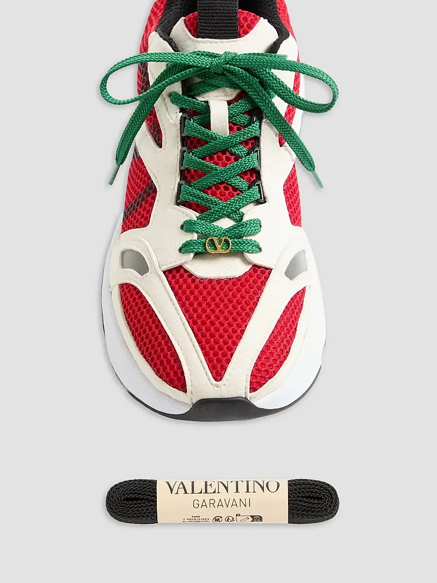 Valentino Men's Demivee Sneakers in Mesh Fabric with Suede Inserts - White Red | Thumbnail 6 Valentino Men's Demivee Sneakers in Mesh Fabric with Suede Inserts - White Red | Thumbnail 6