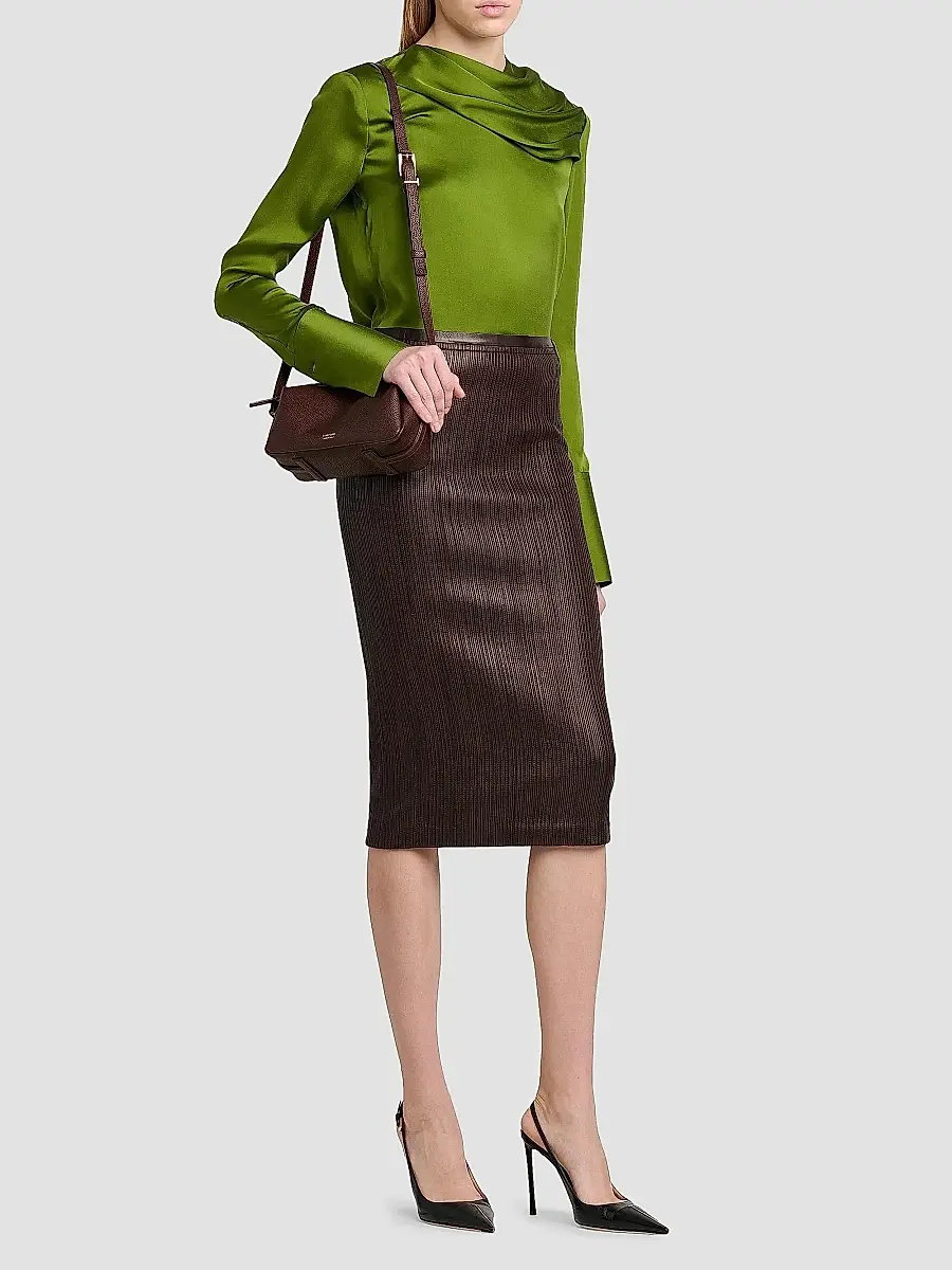 Tom Ford Women's Leather Pencil Midi Skirt | Thumbnail 2 Tom Ford Women's Leather Pencil Midi Skirt | Thumbnail 2