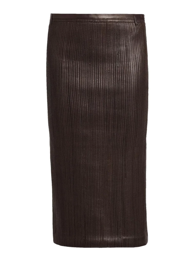 Women's Leather Pencil Midi Skirt