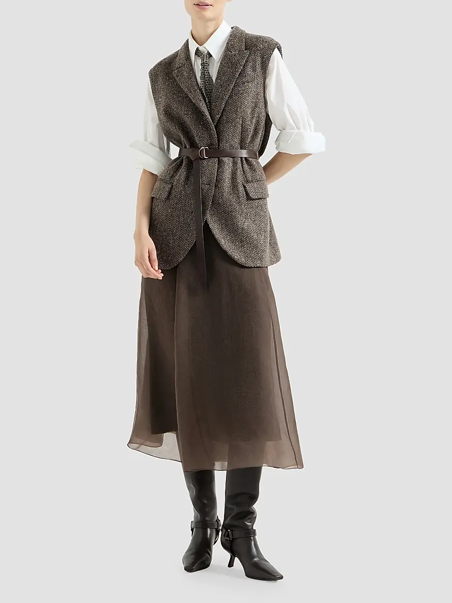 Brunello Cucinelli Women's Crispy Silk Circle Skirt | Thumbnail 2 Brunello Cucinelli Women's Crispy Silk Circle Skirt | Thumbnail 2