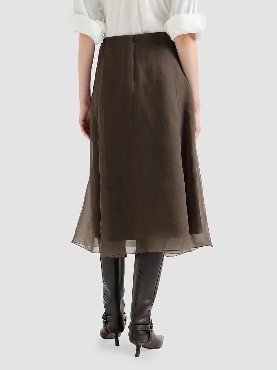 Brunello Cucinelli Women's Crispy Silk Circle Skirt | Thumbnail 4 Brunello Cucinelli Women's Crispy Silk Circle Skirt | Thumbnail 4