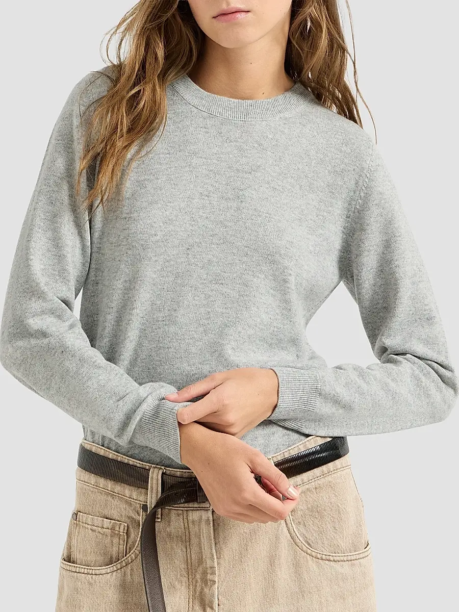 Brunello Cucinelli Women's Cashmere Sweater with Monili - Pebble | Thumbnail 3 Brunello Cucinelli Women's Cashmere Sweater with Monili - Pebble | Thumbnail 3