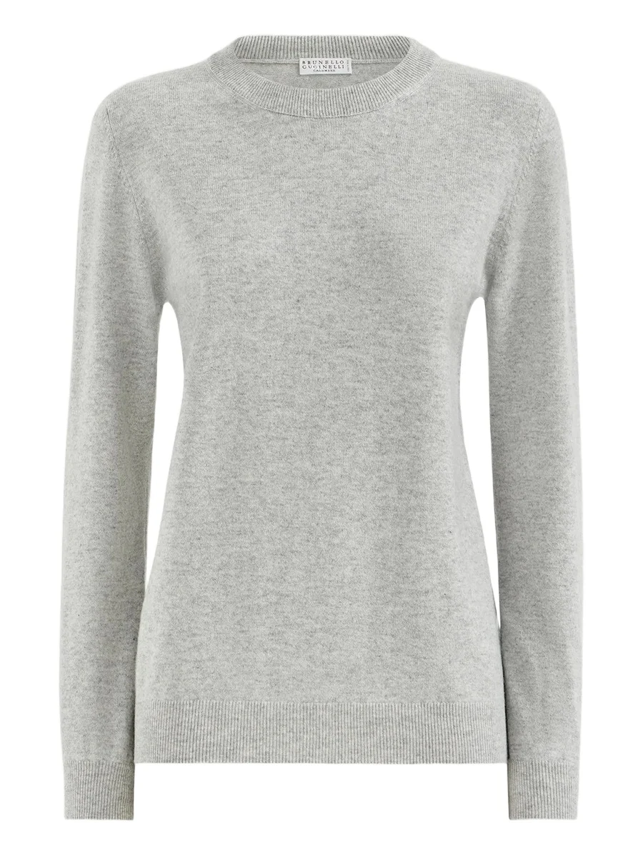Brunello Cucinelli Women's Cashmere Sweater with Monili - Pebble