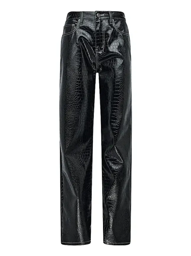 Women's Pinup Patent Croc-Embossed Faux Leather Pants