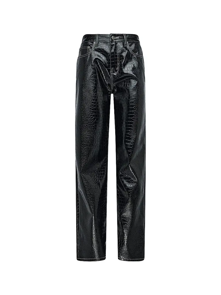 Women's Pinup Patent Croc-Embossed Faux Leather Pants Women's Pinup Patent Croc-Embossed Faux Leather Pants
