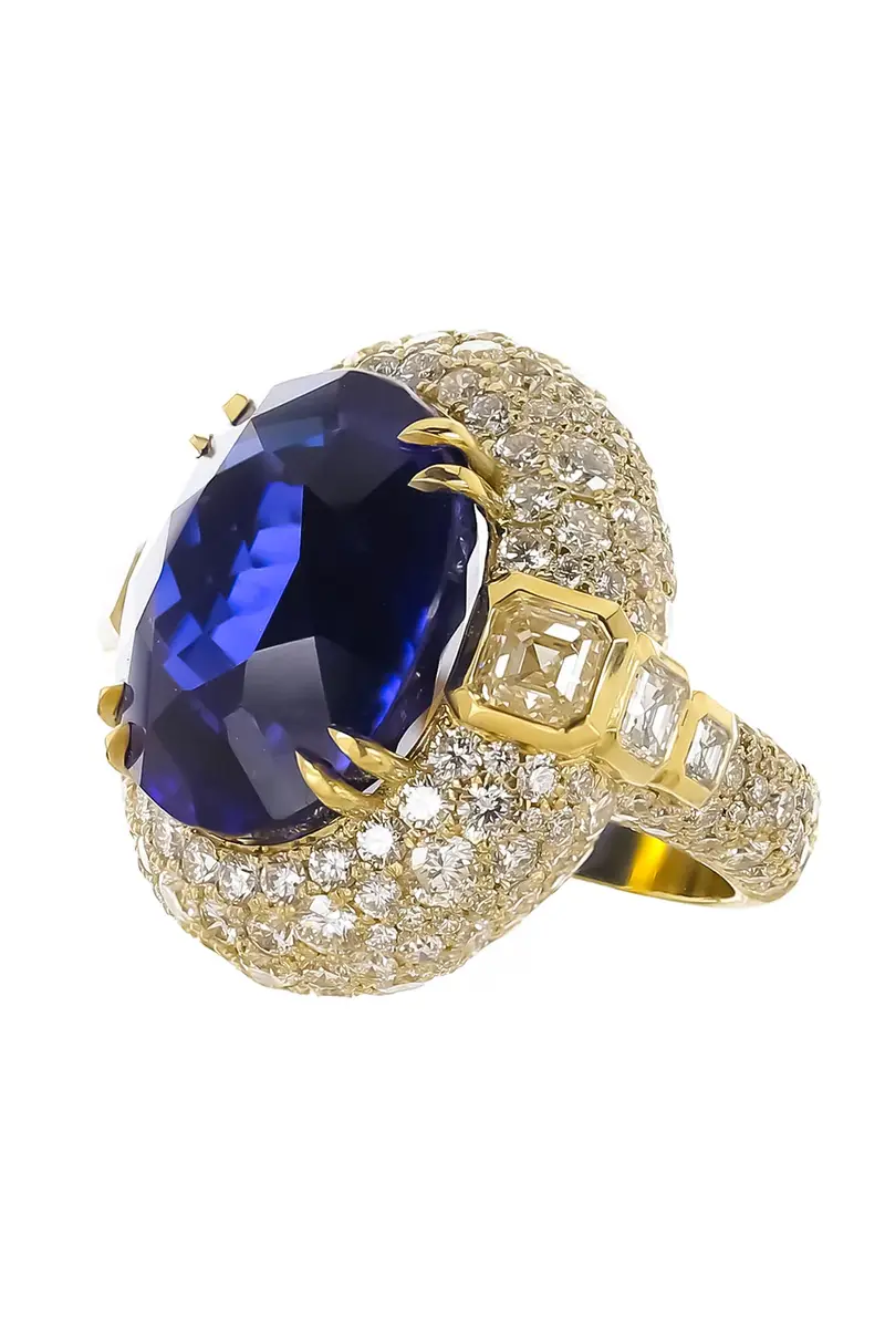 JARED LEHR Tanzanite Diamond Halo Ring | Thumbnail 2 JARED LEHR Tanzanite Diamond Halo Ring | Thumbnail 2