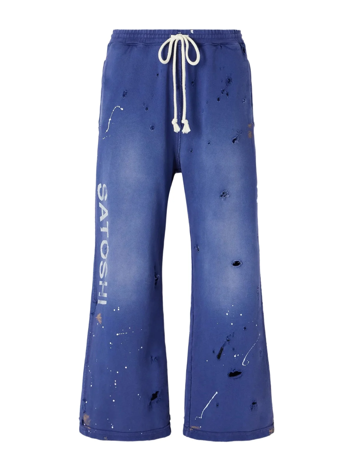 Luke Logo-Printed Paint-Splattered Distressed Cotton-Jersey Drawstring Sweatpants - Men Luke Logo-Printed Paint-Splattered Distressed Cotton-Jersey Drawstring Sweatpants - Men