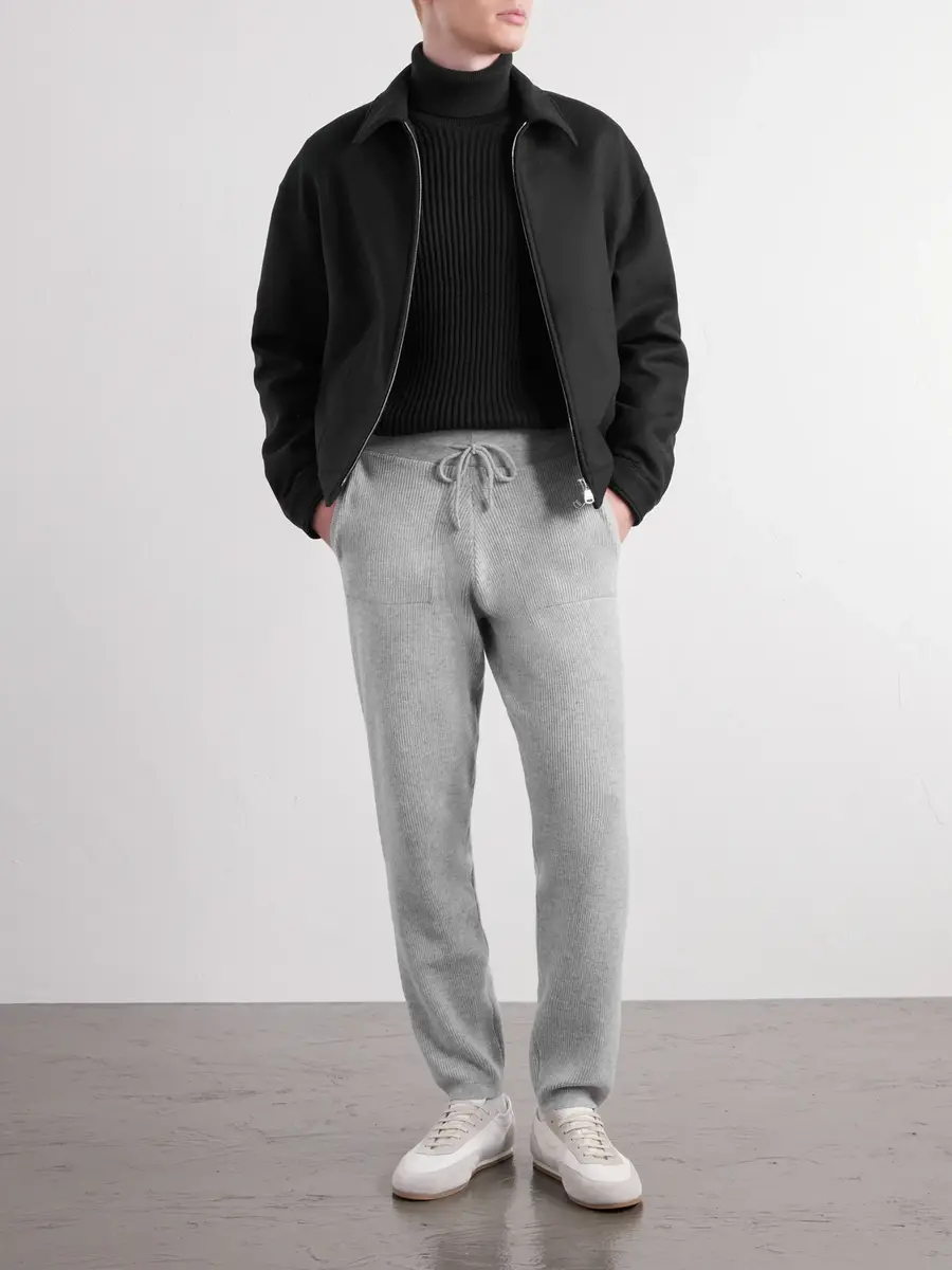 ELEVENTY Tapered Ribbed Cashmere Drawstring Sweatpants - Men | Thumbnail 2 ELEVENTY Tapered Ribbed Cashmere Drawstring Sweatpants - Men | Thumbnail 2