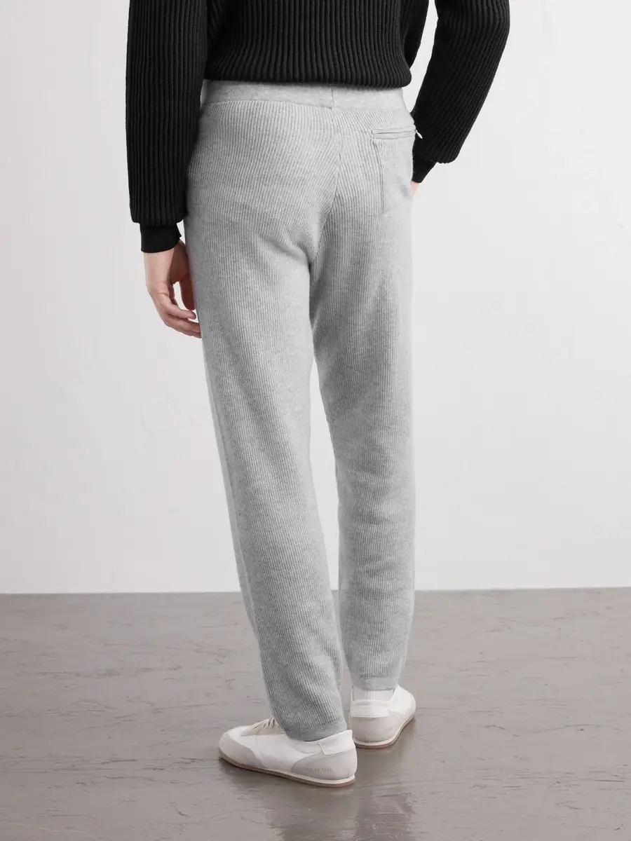 ELEVENTY Tapered Ribbed Cashmere Drawstring Sweatpants - Men | Thumbnail 4 ELEVENTY Tapered Ribbed Cashmere Drawstring Sweatpants - Men | Thumbnail 4