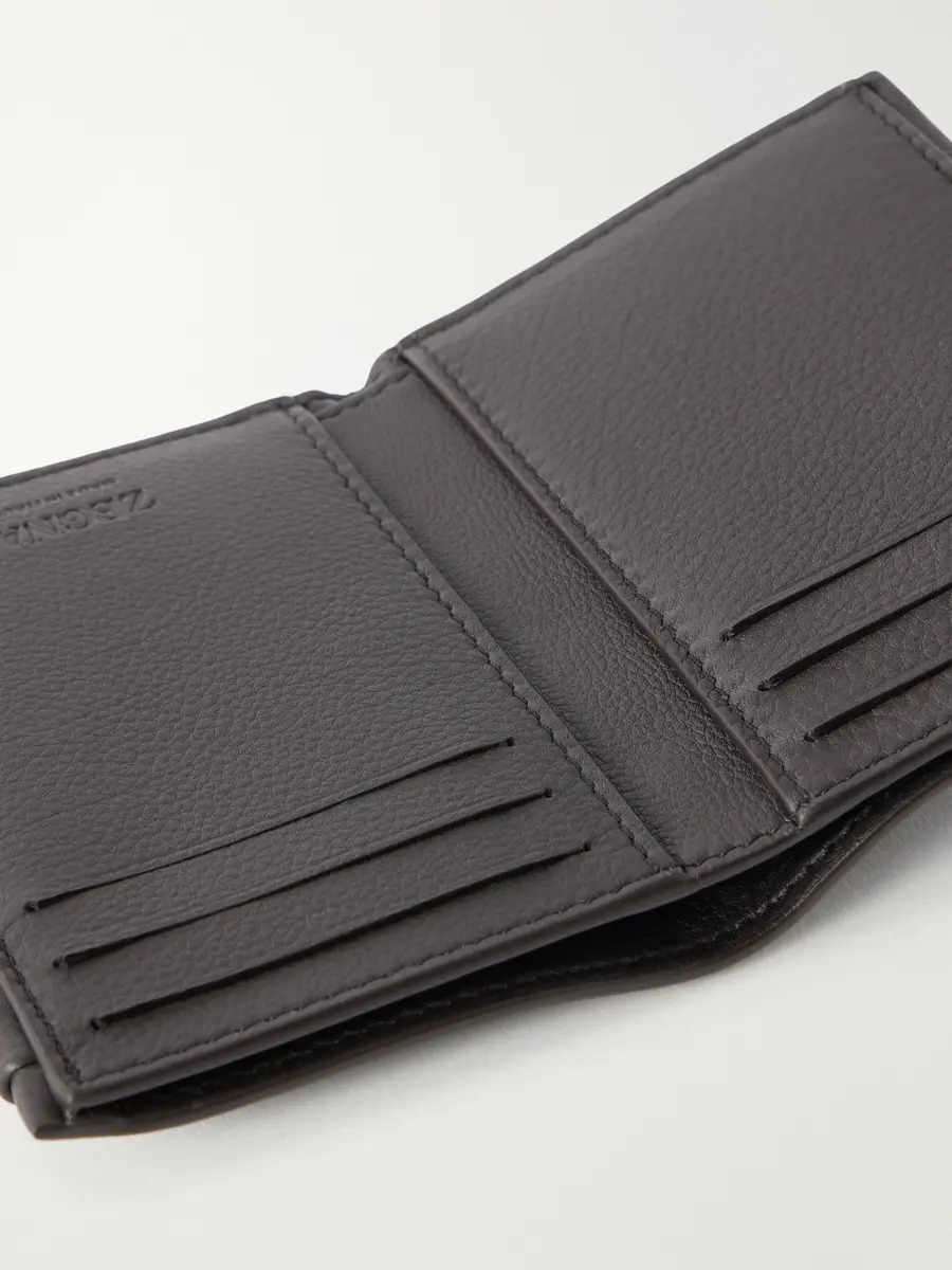 Zegna Logo-Embellished Full-Grain Leather Wallet - Men | Thumbnail 4