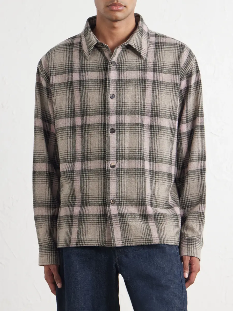 Frame Checked Wool-Blend Flannel Overshirt - Men | Thumbnail 3