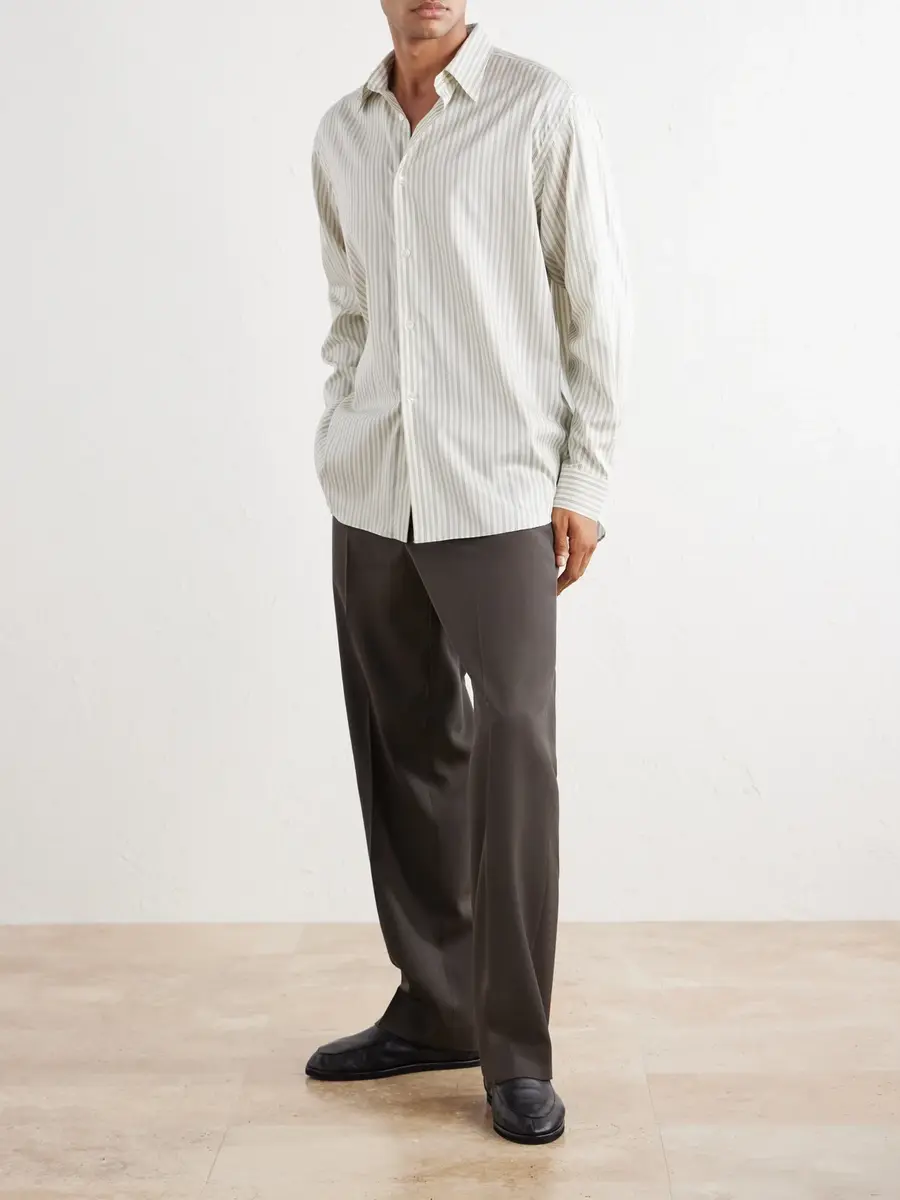 Auralee Striped Cotton and Silk-Blend Shirt - Men | Thumbnail 2 Auralee Striped Cotton and Silk-Blend Shirt - Men | Thumbnail 2