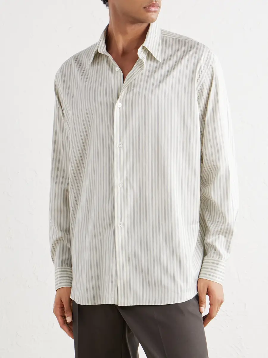 Auralee Striped Cotton and Silk-Blend Shirt - Men | Thumbnail 3 Auralee Striped Cotton and Silk-Blend Shirt - Men | Thumbnail 3