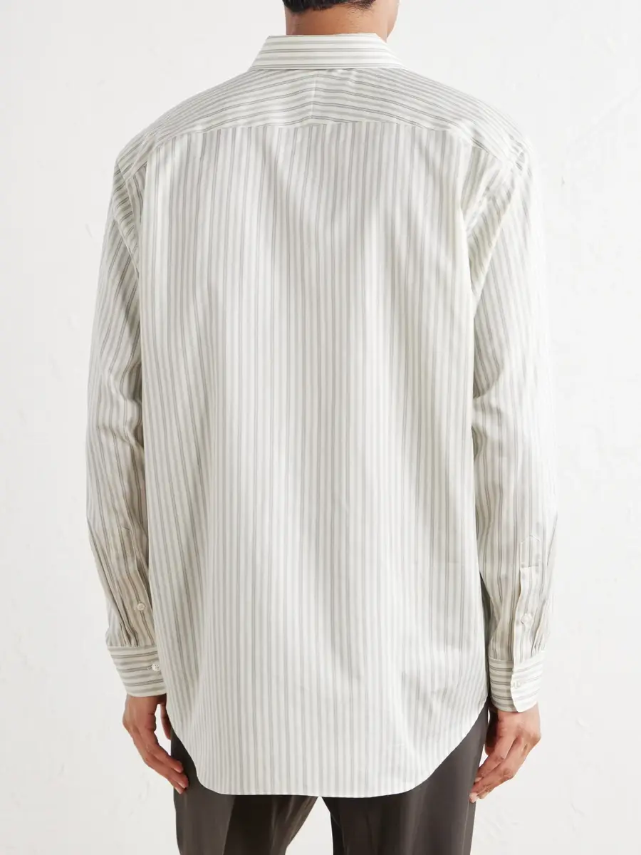 Auralee Striped Cotton and Silk-Blend Shirt - Men | Thumbnail 4 Auralee Striped Cotton and Silk-Blend Shirt - Men | Thumbnail 4
