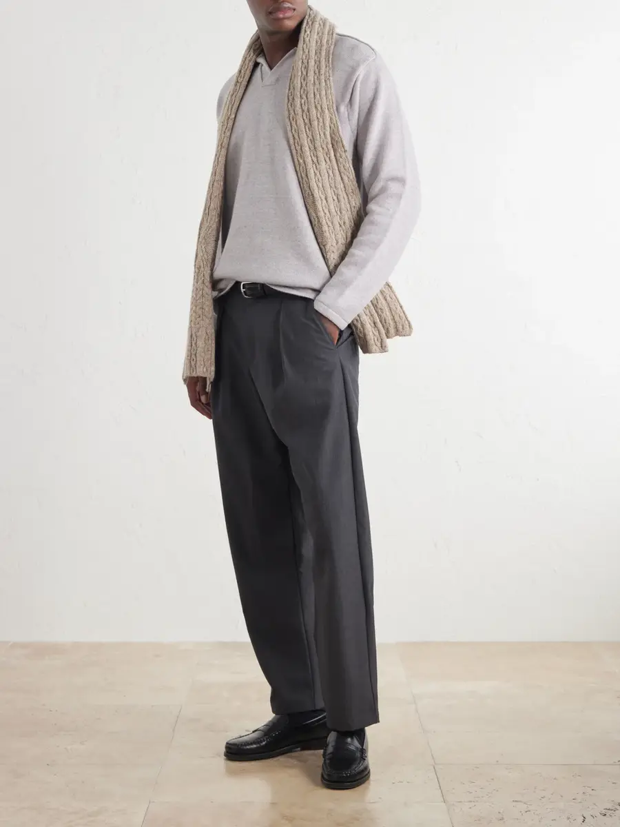 Inis Meáin Cable-Knit Donegal Merino Wool and Cashmere-Blend Scarf - Men | Thumbnail 2 Inis Meáin Cable-Knit Donegal Merino Wool and Cashmere-Blend Scarf - Men | Thumbnail 2