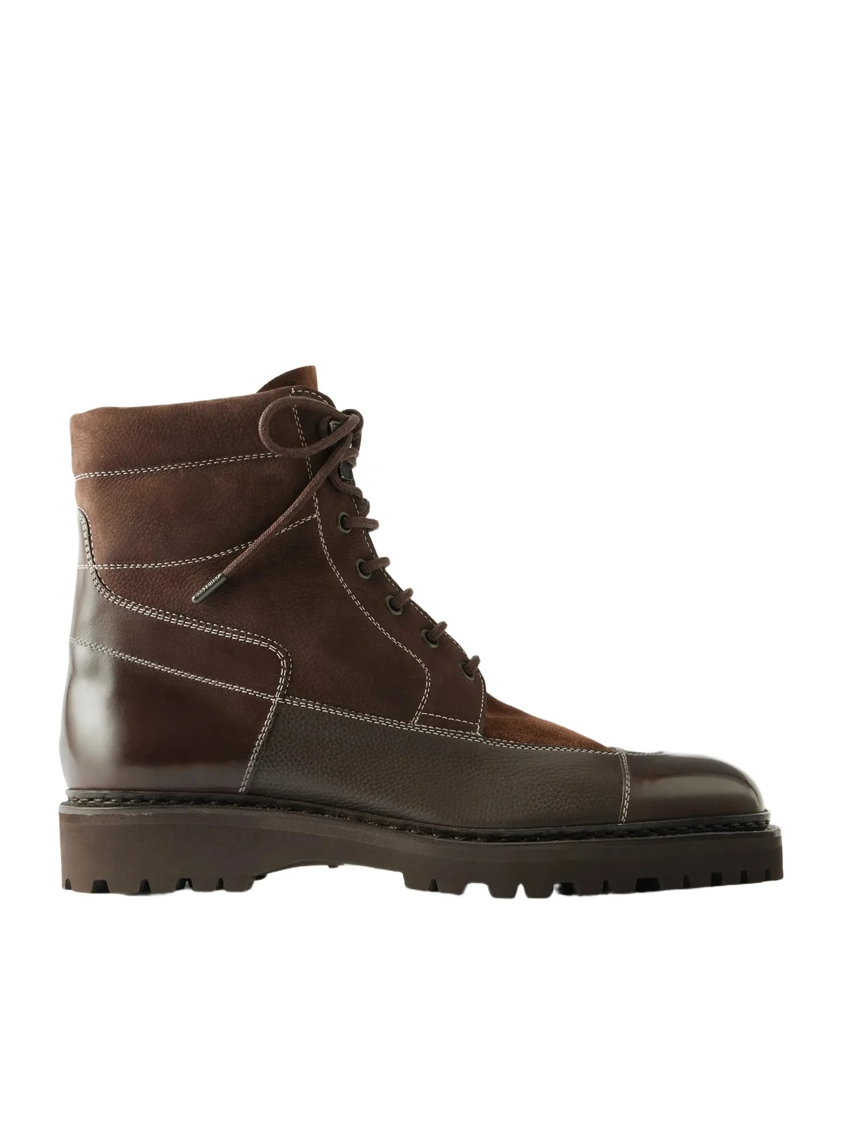 John Lobb Peak Patchwork Leather, Suede and Nubuck Lace-Up Boots - Men
