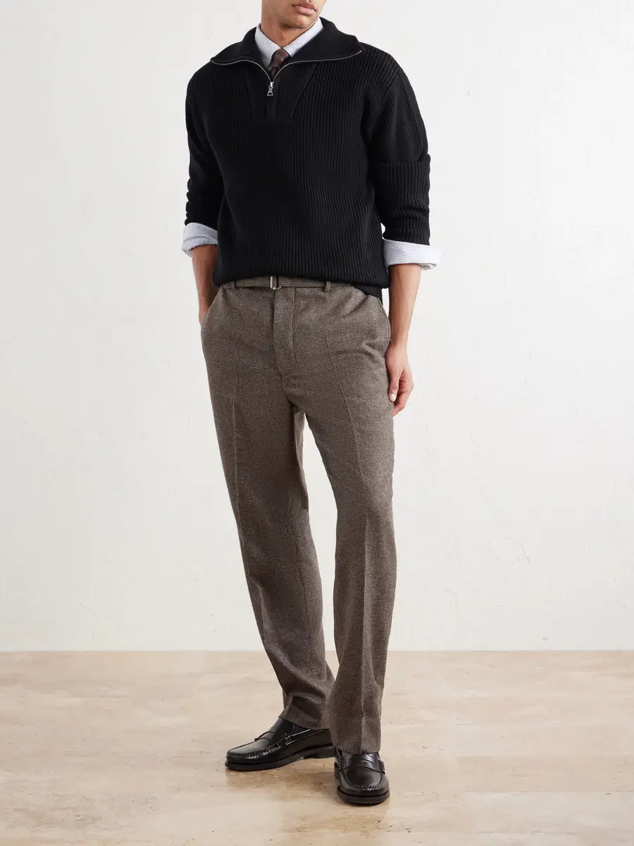 OFFICINE GÉNÉRALE Hoche Tapered Belted Houndstooth Virgin Wool Trousers - Men | Thumbnail 2 OFFICINE GÉNÉRALE Hoche Tapered Belted Houndstooth Virgin Wool Trousers - Men | Thumbnail 2