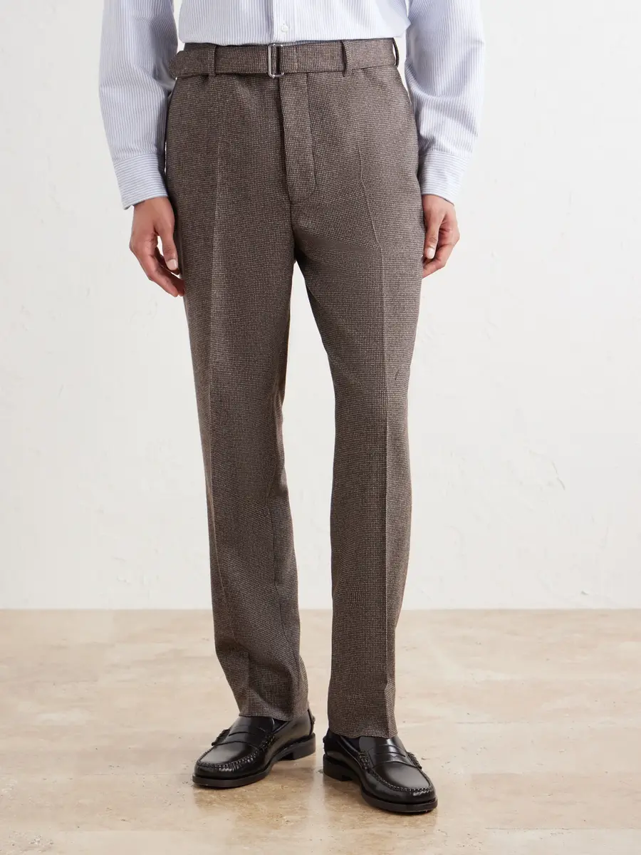 OFFICINE GÉNÉRALE Hoche Tapered Belted Houndstooth Virgin Wool Trousers - Men | Thumbnail 3 OFFICINE GÉNÉRALE Hoche Tapered Belted Houndstooth Virgin Wool Trousers - Men | Thumbnail 3