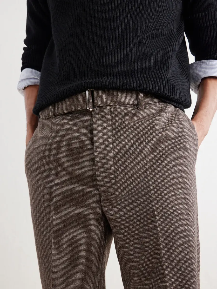OFFICINE GÉNÉRALE Hoche Tapered Belted Houndstooth Virgin Wool Trousers - Men | Thumbnail 6 OFFICINE GÉNÉRALE Hoche Tapered Belted Houndstooth Virgin Wool Trousers - Men | Thumbnail 6