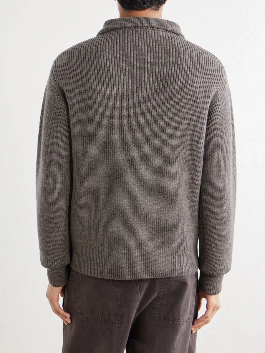OFFICINE GÉNÉRALE Tarek Ribbed Merino Wool Half-Zip Sweater - Men | Thumbnail 4 OFFICINE GÉNÉRALE Tarek Ribbed Merino Wool Half-Zip Sweater - Men | Thumbnail 4