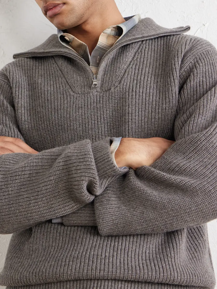 OFFICINE GÉNÉRALE Tarek Ribbed Merino Wool Half-Zip Sweater - Men | Thumbnail 5 OFFICINE GÉNÉRALE Tarek Ribbed Merino Wool Half-Zip Sweater - Men | Thumbnail 5