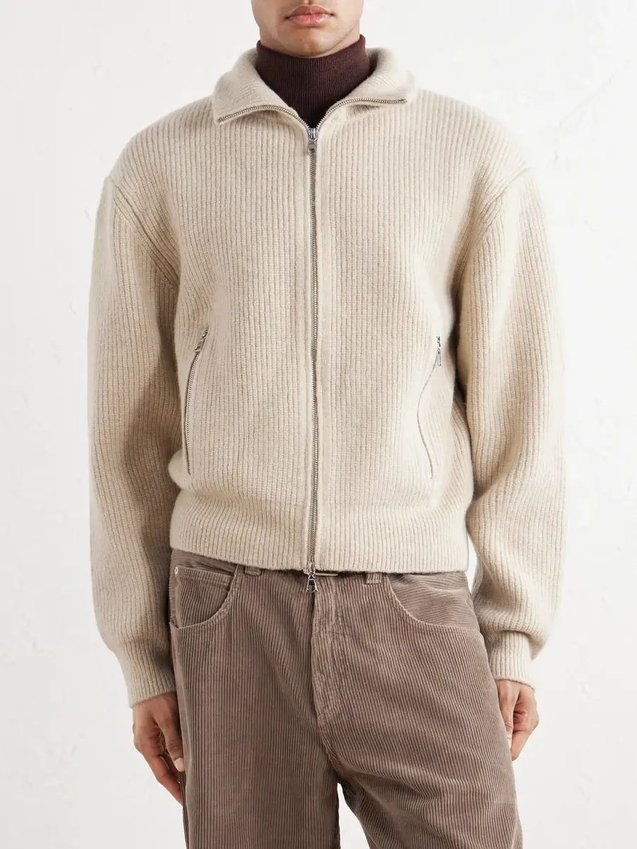 OFFICINE GÉNÉRALE Florys Ribbed Wool-Blend Zip-Up Cardigan - Men | Thumbnail 3 OFFICINE GÉNÉRALE Florys Ribbed Wool-Blend Zip-Up Cardigan - Men | Thumbnail 3