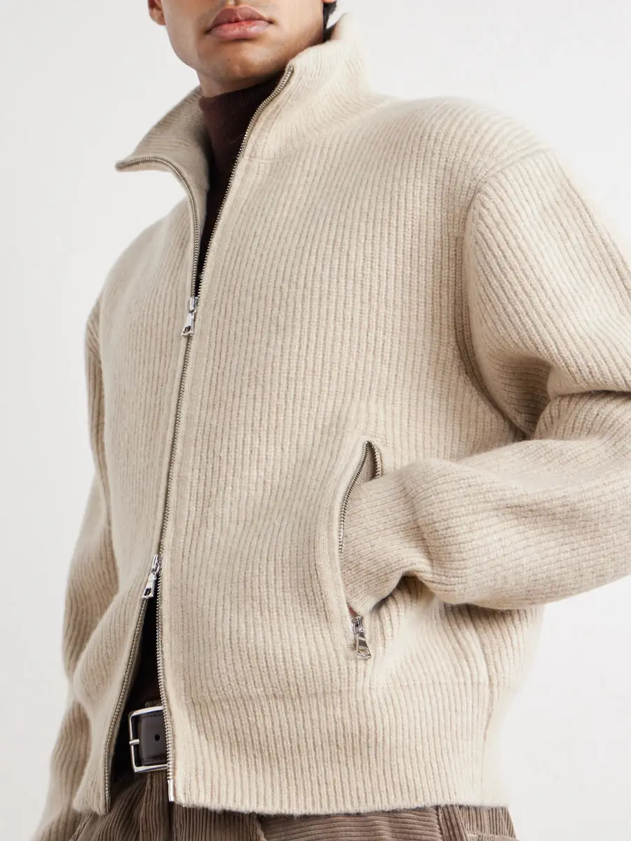 OFFICINE GÉNÉRALE Florys Ribbed Wool-Blend Zip-Up Cardigan - Men | Thumbnail 5 OFFICINE GÉNÉRALE Florys Ribbed Wool-Blend Zip-Up Cardigan - Men | Thumbnail 5