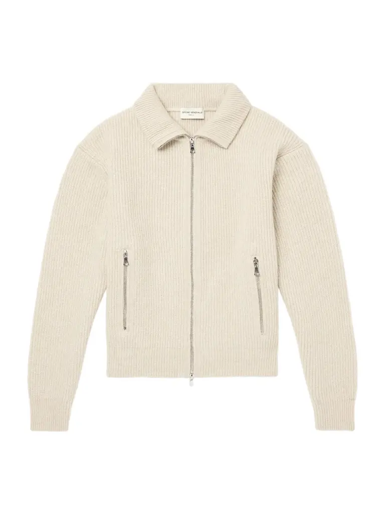 OFFICINE GÉNÉRALE Florys Ribbed Wool-Blend Zip-Up Cardigan - Men