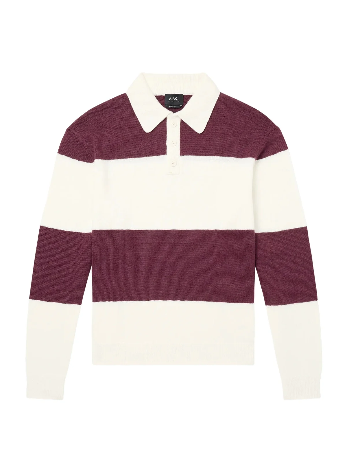 A.P.C. Logo-Embroidered Striped Virgin Wool Polo Sweater - Men